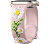 Wepro Correa de girasol floral en relieve compatible con Apple Watch Band de 38 mm, 40 mm, 41 mm, para mujer, iWatch Series SE 9, 8, 7, 6, 5, 4, 3, 2, 1, grabado de flores, correa de silicona suave de