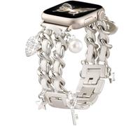 Wepro Elegante Correas Compatible con Apple Watch Correas 44mm 45mm 46mm 42mm, Ajustable Cadena Enlace Correa con Accesorios de Lujo de Repuesto para iWatch Bandas Serie 10 9 8 7 6 5 4 3 2 1 SE