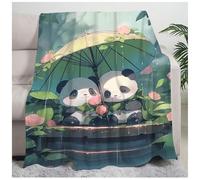 Weptrivion Manta de sofá, patrón de Panda bajo la Lluvia, Manta de sofá de Franela cálida, Suave y esponjosa, para Usar como Colcha/sábana/Manta para la Siesta(Size:70 * 100cm)