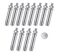 WeqeYent 12 tornillos de expansión, pernos de anclaje de manga de expansión de tuerca hexagonal, anclajes de fijación resistentes, tuercas de anclaje de acero inoxidable 304 (M6 x 60 mm)