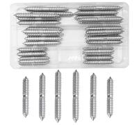 WeqeYent 30 tornillos M8 de doble cara, tornillo de clavija galvanizado, autorroscante, tornillo de doble extremo, conector para muebles de carpintería (50/60/70 mm)