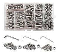 WeqeYent Juego de 264 tornillos hexagonales M4 M5 M6 de acero inoxidable 304 con 3 tamaños de llaves de cabeza de la máquina tornillos y tuercas