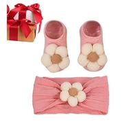 Weqizuerqi Bandas De Cabeza Para Bandas Floridas Lindas | Set Diadema y Calcetines Florales | Para Niño Niño Niño Caminando Foto Cumpleaños Hogar Al Aire Libre Bautismo Ceremonia Diaria