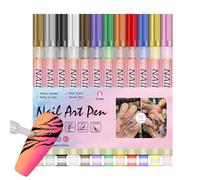 Weqizuerqi Bolígrafos de esmalte de uñas, marcadores de esmalte de uñas de 12 colores, impermeables, de secado rápido, herramientas de dibujo para uso doméstico y de salón