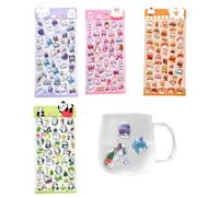 Weqizuerqi Calcomanías para niños lindas - Calcomanías con purpurina - Calcomanías estéticas 3D para coche, niño, escuela, adolescente, estudiante, manualidades, cuaderno, botella, adulto, álbumes de