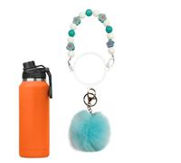 Weqizuerqi Correa para botellas de agua, asa de taza térmica con llavero, soporte de perlas y accesorios para vasos para deportes al aire libre, correr, senderismo, paseos, viajes, azul oscuro, ver