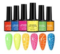 Weqizuerqi Esmalte De Uñas Efecto Craquelado - Kit De Esmalte Gel Coloración Duradera 6 Colores,Suministros Belleza y Cuidado Personal para Mujeres Uso Diario Viaje Bodas Hogar