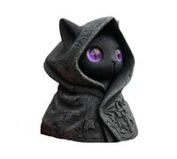 Weqizuerqi Estatua de Gato, misteriosa Figura de Gato de Resina con Capucha con Capa, de decoración de Escultura Coleccionable para Escritorio Interior, Oficina, Estante, salpicadero