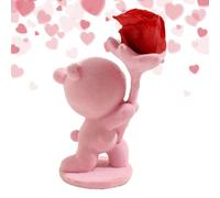Weqizuerqi Estatuas de oso para decoración del hogar, escultura de oso de flores artificiales, decoración romántica de escritorio para el día de la madre, día de San Valentín, para mamá, mujeres
