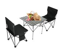 Weqizuerqi Mesa de camping plegable | Mesa de camping plegable con sillas | Muebles al aire libre plegable impermeable para viajes, playa y césped