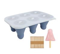 Weqizuerqi Molde de silicona para helados, 6 compartimentos, fácil extracción, molde de cubitos de hielo de silicona con palillos - para fondant, caramelo, postres, brownie, zumo, tartas, mousse de