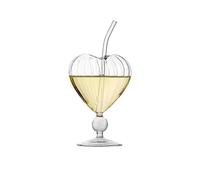 WEQYFDC 1pc Heart Shaped Cocktail Glass with Straw Clear Stemmed Wine Creative Champagne Glasses Drinking Cups for Bar Pub Club(Sliver-C)