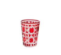 WEQYFDC 310ml Colorful Checkered Glass Cup Style Creative Whiskey Glasses Hand-carved Drinking Water Bottle Summer Coffee Mugs(Red)