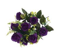 WEQYFDC 43cm Rose Silk Bouquet Artificial Flowers 12 Heads Bridal Wedding Home Party Decoration Fake(Purple)