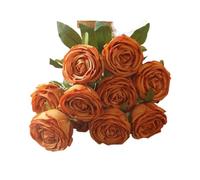 WEQYFDC 7/10 Heads Rose Bridal Bouquet Artificial Flower DIY Wedding Floral Arrangement Accessories Home Decor Photo Props(A Orange)