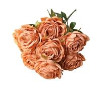 WEQYFDC Artificial Flowers Silk Orange Thousand Layer Roses Bundle Home Restaurant Hotel Decoration Fake Flower Wedding Simulation Rose(Orange3)