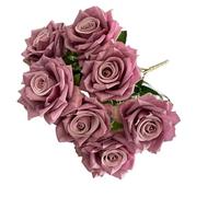 WEQYFDC Artificial Roses Bundle Silk Fake Flowers Wedding Decor Simulation Flower Hotel Garden Decoration Plant(Deep Bean Sand)