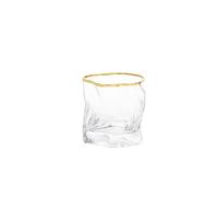WEQYFDC Creativity Irregular Shape Whiskey Glasses Ice Pattern Fold Paper Crystal Whisky Beer Wine Glass Drinkware Set(Outline in gold)