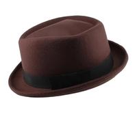 WEQYFDC Hombres Mujeres Top Pork Pie Sombreros Bowtie Band Fedora Sunhat Trilby Caps Jazz Party Viajes al aire libre Para Fiesta Temática O Complemento(Brown)