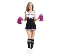 WEQYFDC Lo último en vestimenta de porristas for presentaciones dinámicas en equipo Uniformes premium diseñados for rutinas de alto impacto Espíritu imparable(Black,XL)