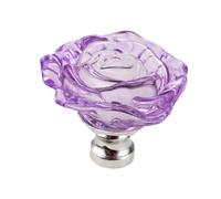 WEQYFDC Tirador De Puerta De Armario Con Forma De Bola De 2 pomos de cristal rosa de 50 mm for armario, cajón, puerta de cocina, armario, muebles.(50MM Purple Pull)