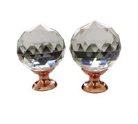 WEQYFDC Tirador De Puerta De Armario Con Forma De Bola De 2 pomos redondos de cristal transparente con forma de diamante de 25/30 mm for cocina, cajón, escritorio, armario, etc.(25.0mm-Rose Gold)