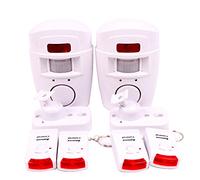 WER Alarma De Detección De Movimiento Inalámbrico Infrarrojo, Seguridad del Hogar, Garaje, Almacenamiento, Sistema De Alarma De Caravana, Fuente De Alimentación De La Batería con 2 Controles Remotos