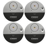 WER Doberman Alarma de Ventana ultradelgada de Seguridad, Alarma Fuerte de 100dB y sensores de vibración, Alarma antirrobo de diseño Moderno y Ultrafino con Respaldo Adhesivo (4 Paquetes)