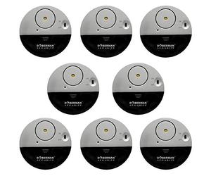 WER Doberman Alarma de Ventana ultradelgada de Seguridad, Alarma Fuerte de 100dB y sensores de vibración, Alarma antirrobo de diseño Moderno y Ultrafino con Respaldo Adhesivo (8 Paquetes)