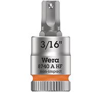 Wera 05003386001 8740 A HF Zyklop vaso de punta hexagonal con arrastre de 1/4" con función de retención, 3/16", 3/16"