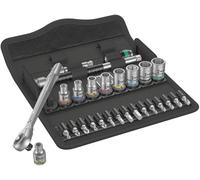 Wera 05004017001 8100 SA 7 Juego de carraca Zyklop Metal, cuadradillo pasante de 1/4", métrico, 28 piezas