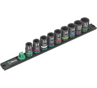 Wera 05005490001 Juego de llaves de vaso en tira magnética de vasos C Impaktor 1, arrastre de 1/2", 9 piezas, Negro