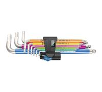 Wera - 05022699001 - Juego de llaves acodadas, 3950/9 Hex-Plus Multicolour HF Stainless 1 Juego de llaves acodadas, métricas, acero inoxidable, con sistema de sujeción, 9 piezas
