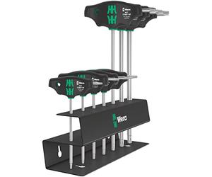 Wera 05023456001 467/7 TORX HF Set 2 Juego de destornilladores con mango en T TORX con función de retención, 7 piezas, Negro