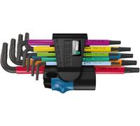 Wera 05024179001 Llave acodada con función de sujeción, Set de 9 Piezas | TX8-TX40 - Juego de brocas - Clip resistente al desgaste para una extracción rápida con una sola mano