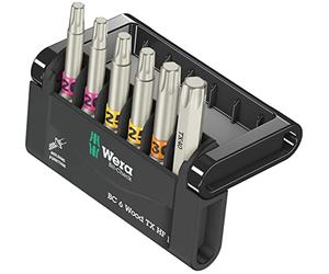 Wera - 05056470001 - Surtido de puntas, Bit-Check 6 Wood TX HF 1, 6 piezas