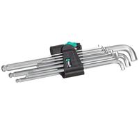 Wera 05073594001 Juego de Llaves Acodadas Métricas con 9 Piezas, Cromado Mate