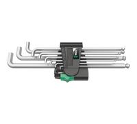 Wera 05073594001 Juego de Llaves Acodadas Métricas con 9 Piezas, Cromado Mate