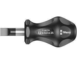 Wera 05110078001 Destornillador Corto Plano de Carburador, 1.2 x 8.0 x 25 mm