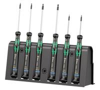 Wera 05118156001 2052/6 Juego de destornilladores hexagonales para usos electrónicos + Bandeja, 6 piezas