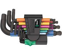 WERA-05133164001-950/9 Hex-Plus Multicolour 2 - Juego de llaves acodadas métricas, BlackLaser