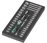 Wera 05150110001 9720 Depósito de espuma juego de carraca Zyklop 8000 a de 1/4" Set 1, 37 piezas, Negro-verde