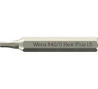 Wera 840/0 Puntas Micro Hex-Plus para tornillos de hexágono interior, 1.5 x 30 mm
