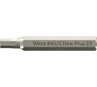 Wera 840/0 Puntas Micro Hex-Plus para tornillos de hexágono interior, 2.5 x 30 mm
