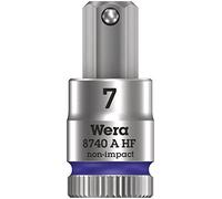 Wera 8740 A HF Zyklop Vaso de Punta Hexagonal con Arrastre de 1/4" con Función de Retención, Violeta, 7 x 28 mm