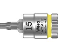 Wera 8767 A HF Zyklop Vaso de Punta con Arrastre de 1/4" con Función Sujeta-Tornillos, Amarillo Brillante, TX 15 x 28 mm