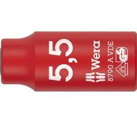 Wera 8790 A VDE Llave de vaso Zyklop, aislada, con arrastre de 1/4", 5.5 x 41 mm