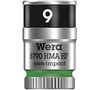 Wera 8790 HMA HF Zyklop Llave de Vaso con Arrastre de 1/4" con Función de Retención, Verde Fosforito, 9 mm