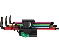 Wera 950/7 Hex-Plus Multicolour Magnet 1 Juego de llaves acodadas métricas, con magnetizador, BlackLaser, 7 piezas