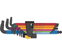 Wera 950/9 Hex-Plus Multicolour Imperial 2 Juego de llaves acodadas, tipo imperial, BlackLaser, 9 piezas